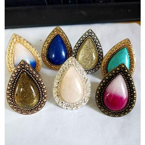 CSxjd Natural stoneTransparent color and blue rings Rhinestones exaggeration of woman ring