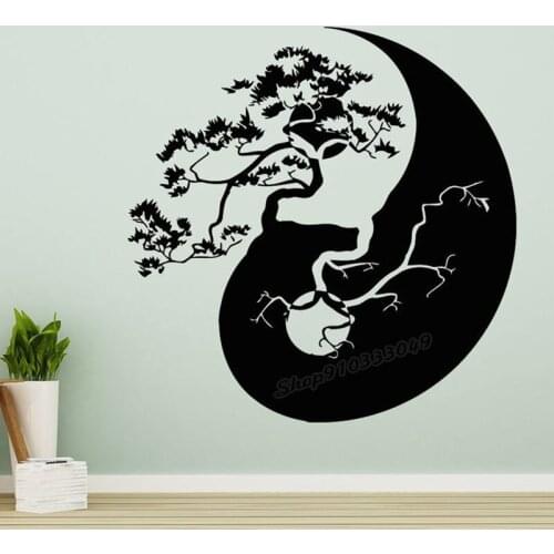 Tree Bonsai Wall Decal Yin Yang Vinyl Wall Sticker Chinese Tree Home Decor Bedroom Decoration Art Wall Decor Wallpaper C946