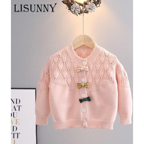 Girls Cardigan Sweater Spring Autumn 2021 Lolita Style Children Knitwear Jacket Baby Top Kids Coat Toddler Clothes O-Neck 0-5y