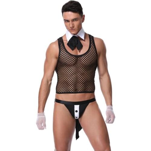 Exotic Apparel Net Lingerie Sexy Mens Tuxedo Erotic Sets Halloween Cosplay Costumes For Men