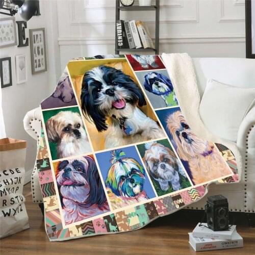 Shih Tzu 3d printed fleece blanket for Beds Hiking Picnic Thick Quilt Fashionable Bedspread Sherpa Throw Blanket