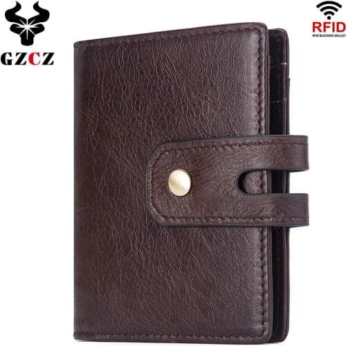 GZCZ Brand Men Genuine Leather ID/Credit Money Clip Bifold Male Purse Billfold Wallet Clamp for Money Card Case Holder Slim
