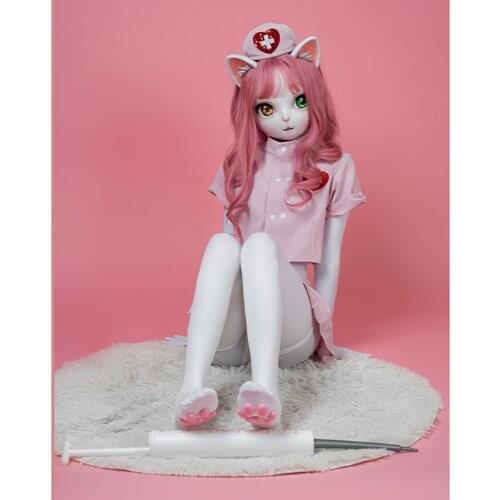 HD04)Lilith Female Cute Kitty Cat Mask Girl Resin Full Head Cosplay Japanese Role Play BJD Kigurumi Mask Crossdresser Doll Mask