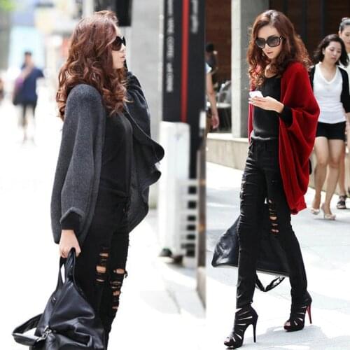 Gray Black Red Fashion 2016 Cardigan Women Sweaters Casual Crochet Poncho Plus Size Coat Women Long Sweaters Vestidos Cardigans