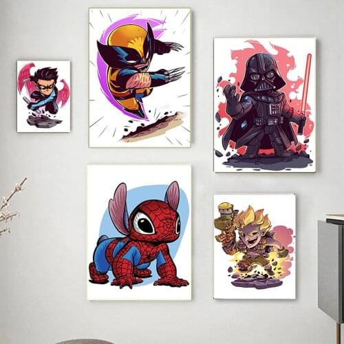 Classic World Famous Canvas Paintings Marvel Cartoon Posters and Anime Prints Wall Art Picture for Living Kids Room Home Decor