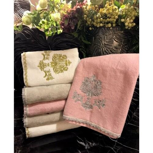 İpekçe Home Velvet Embroidered 6 s ruched towel Set Dilay ( 50*9