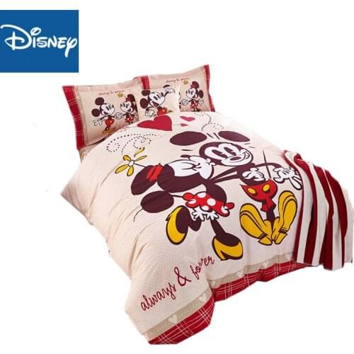 Disney Mickey minnie mouse comforter bedding sets 3pc single for kids cotton comforter covers twin queen size girl birthday gift