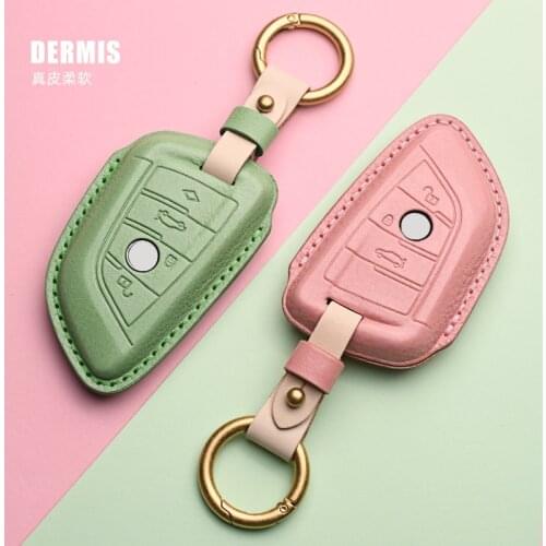 Leather Car key Cover Case for BMW X1 X3 X4 X5 X6 F15 F16 F48 G30 G11 F39 M3 M4 M5 520 525 1 3 5 7 Series Remote Key Bag