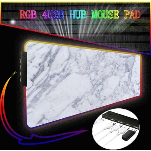 Marble LED Light RGB 4 Port USB Hub Keyboard Cover Desk-mat Colorful Mouse Pad XXL Waterproof Multi-size Computer Gamer CS Dota
