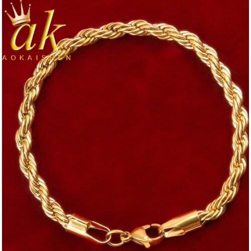 5MM Rope Bracelet Men’s Link Hip Hop Jewelry