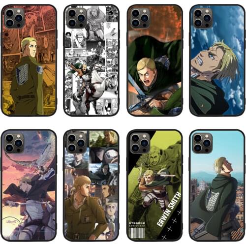 For iPhone Attack on Titan - Erwin Smith Manga Soft TPU border Apple iPhone Case