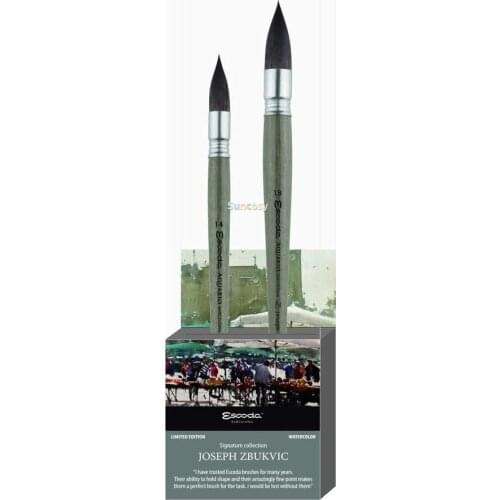 Joseph Zbukvic Set No. 2 Escoda Aquario Series Artist Watercolor Brush Set, Squirrel, Mop