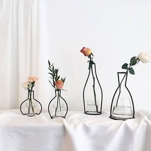 Ins Style Desktop Accessories Wire Vase Simulation Flower Cutting Iron Crafts Nordic Style Creative Decoration Flower Rack