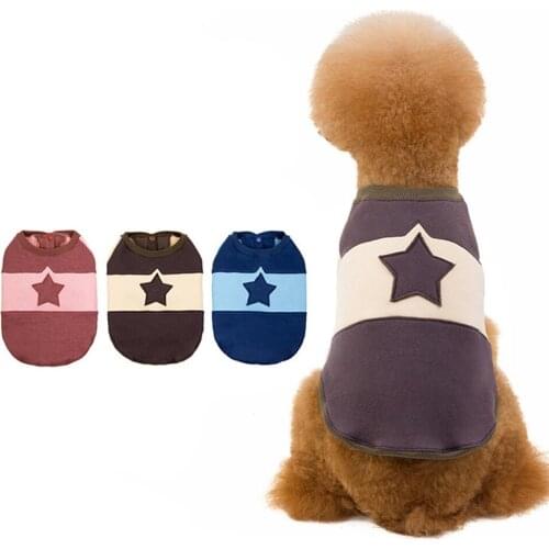 New Pet Apparel Contrast Color Star Print Fleece Two-legged Dogs Coat Jacket Dog Clothes for Small Medium Dogs Poodle Schnauzer