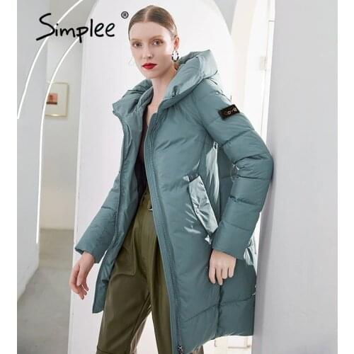 Simplee Casual office lady women parkas winter coat Fashion brand new long cotton warm coat Hooded womens jacket coat female