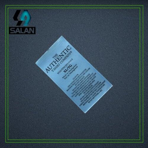 Custom Silkscreen printed satin wash label logo never fade colors background fabric care label fabric sewing tag