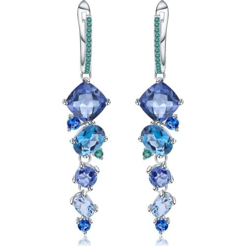 Natural Topaz stone earrings Handmade jewelry French style retro romantic earrings s925 silver gold plated high-end jewelry