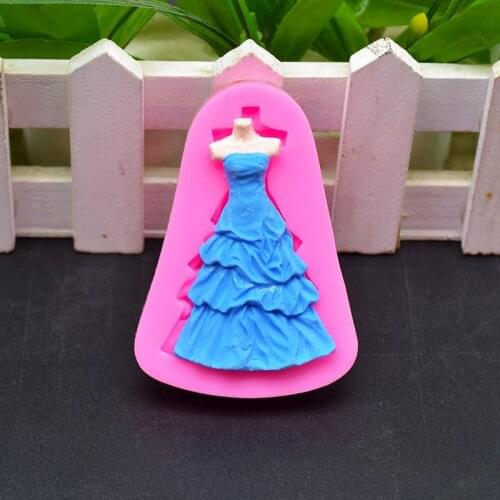 Beautiful Wedding Dress Skirt Shape Silicone Mold 3D For Cake Decoration Candy Chocolate Cookie Form Baking Tools Accessories