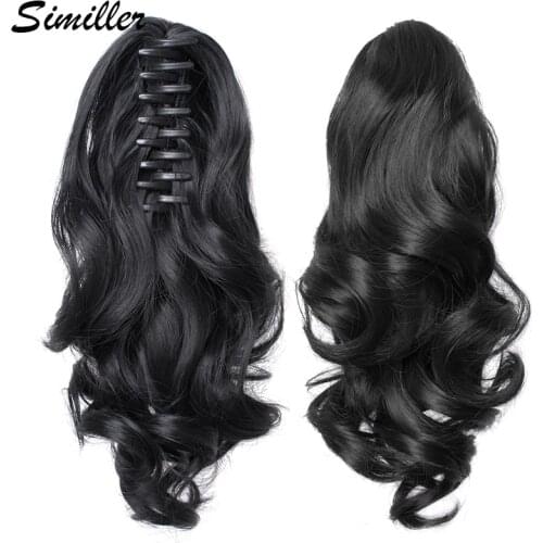 Similler Heat Resistant Synthetic Hair Wavy Claw Clip in Ponytail Hair Extensions 90g 35cm