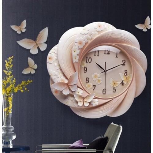 Modern Minimalist Wall Clock Emboss Decorative Resin Clock Home Livingroom Hanging Mute Quartz Clock Crafts Wall Ornaments Art