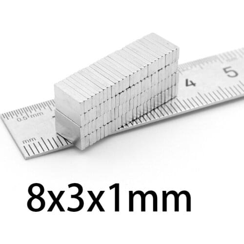 50-1000pcs 8x3x1mm Small Block Magnets N35 8mmx3mmx1mm Neodymium Magnet Permanent NdFeB Strong Powerful Magnetic 8*3*1mm