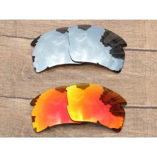 Vonxyz 2 Pairs Ruby Mirror & Chrome Mirror Polycarbonate Replacement Lenses for-Oakley Flak 2.0 XL Frame