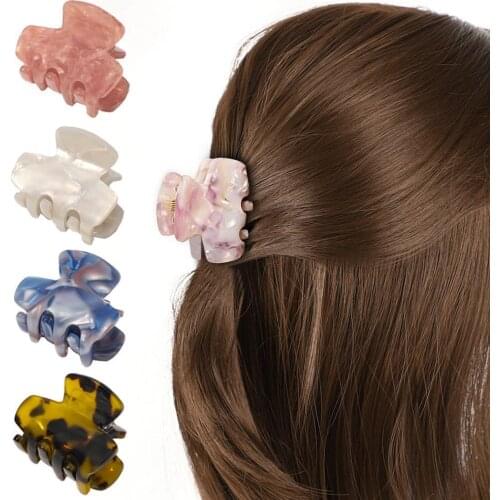 Fashion Small Claw Clip For Korean Women Simple Marble Barrette Temperament Clips Hair Acetate Textured Hairpin Girl Access E8N8