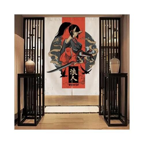 Japanese style restaurant sushi sashimi kitchen door window curtain home decoration