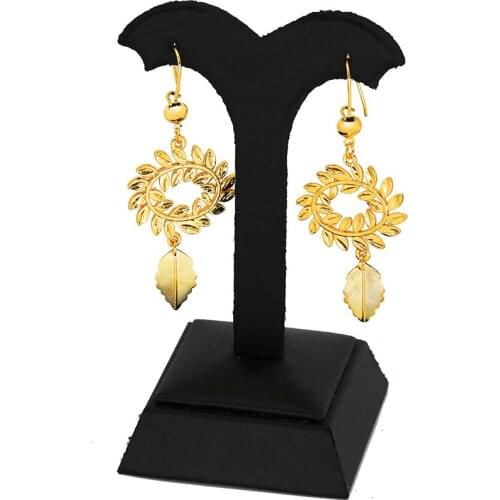 Trendy Copper Earrings Ethiopian Arab Gold Color leaves Earrings for Women Girls Dubai Wedding Bride Jewelry Gift