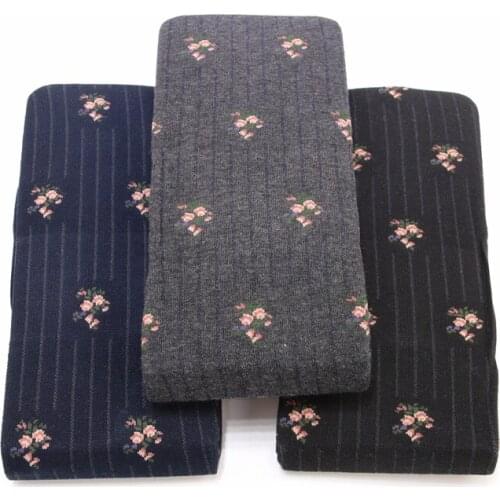 Ladies Floral Patterned Vintage Striped Footed Tights Lolita Mori Girl Pantyhose