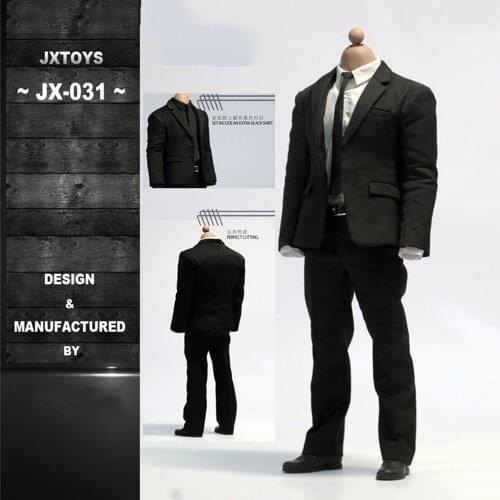 In Stock 1/6 Scale JXTOYS-031 Black Gentlemens Suit Clothes Set Wide Shoulder For 12 inches M34 M33 Strong Muscle Male Body