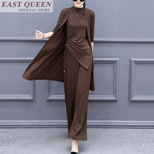 Knitted suit female set 2 pieces pants winter warm women ladies elegant two piece sets knitted suits for women 2018 DD658 L