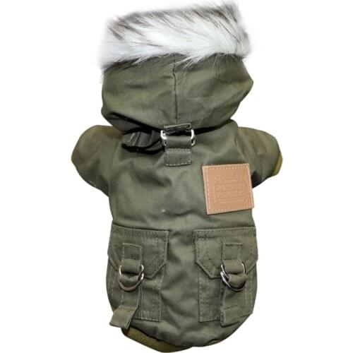 Pet Cats and Dogs Winter Warm Down Jacket Jacket Medium and Small Dog Chihuahua Hooded Clothes Windproof Hoodie Jackets