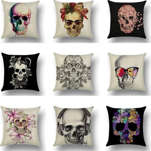 1piece Halloween skull pillowcase make fun of festival pillow cushion linen pillowcase(without pillow core, one sided design)