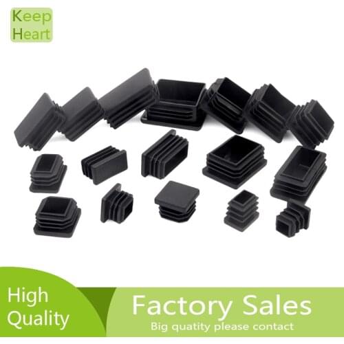 2/4/10pcs Square Plastic Black Blanking End Cap Tube Pipe Insert Plug Bung 10x10~100x100mm