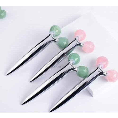 3D Rose Quartz Roller Natural Jade Stone Facial Beauty Massage Tool Face Thin Lift Remove Wrinkles Spa Relax Face Massager
