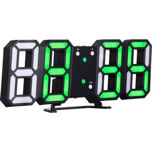 3D LED Digital Clock Glowing Night Mode Brightness Adjustable Electronic Table Clock 24/12 Hour Display Alarm Clock Wall Hanging