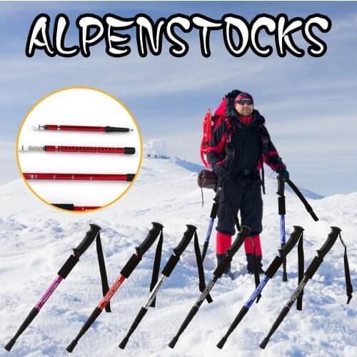 4-section Walking Stick Trekking Aluminum Alloy Climbing Stick Telescopic Running Trail Canes Shockproof Hiking Accessories #T2G