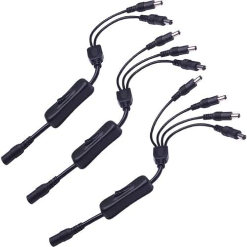 5.5*2.1mm DC 12V Inline Switch Connector Cable 1 to 2 3 4 Dimmer Controller Adapter Cable for LED Strip 5050 3528