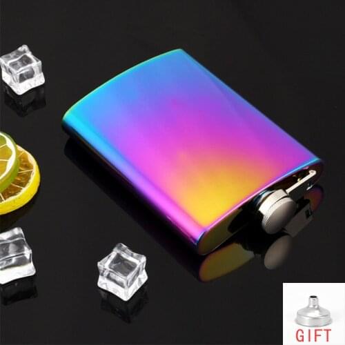 8Oz Stainless Steel Portable Hip Flask with Funnel Flagon Whiskey Wine Pot Multicolor Alcohol Bottles Flagon Wine Cup for Men
