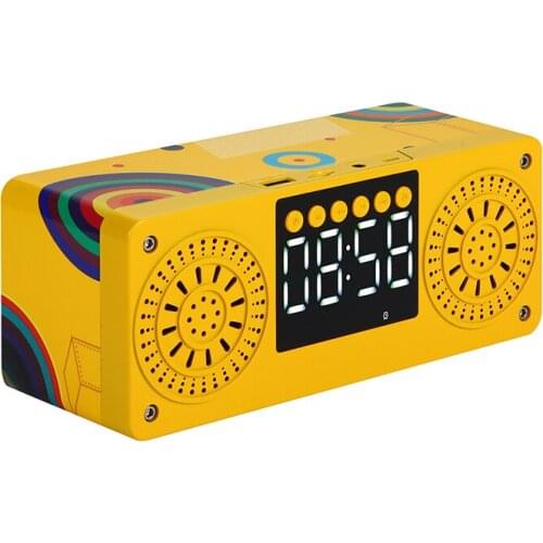 A10 Wireless Real Wooden Clock Bluetooth Dual Speaker U disk TF Card FM Radio Portable Audio HIFI Bass PC Phone Column Speaker