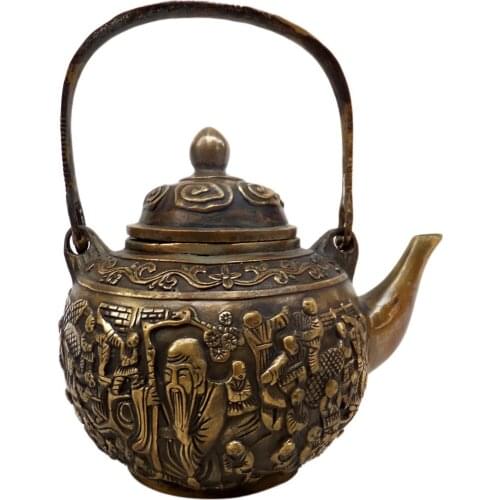 Antique bronze brass ornaments of pure special offer 100 birthday gifts antique collection kettle teapot decorationroom Art