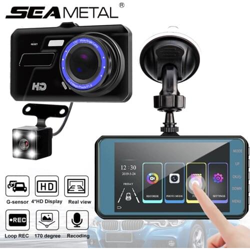 4-Inch Dash Cam Front and Rear Car Recorders Touch Screen Dvr 3 in 1 Car Camera G-Sensor Dashcam Night Vision 24h Parking Mode