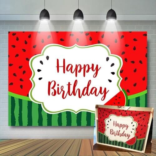 Watermelon Birthday Party Banner Red and Green Backdrop Summer Fruit Watermelon Kids Birthday Party Decoration