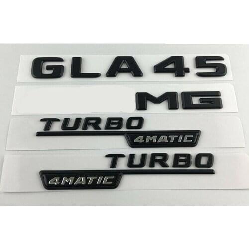 Black GLA45 for AMG TURBO 4MATIC Trunk Fender Badges Emblems for Mercedes