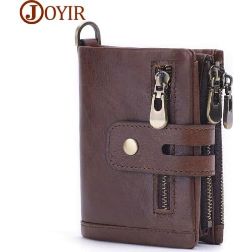 JOYIR Wallet for Men Genuine Leather Hasp&Zipper Rfid Walet Card Holder Photo Holder Coin Purse Male Money Bag Portomonee