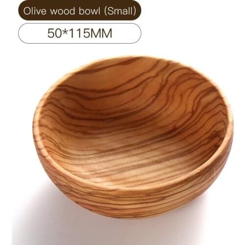 YUSOTAN wood serving bowl for kids healthy & eco-friendly cute kitchen dishes 11.5*5CM natural solid olive wood baby rice bowl