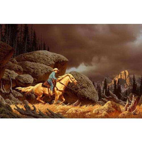Home ART Decor For Living Room Artistic American West Cowboy Oil Painting Picture HD Printed On Canvas