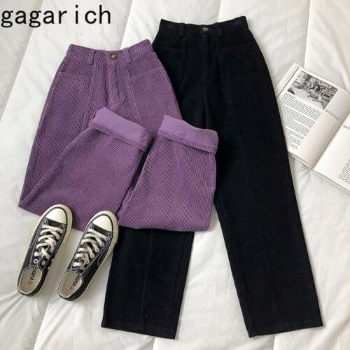 Gagarich Women Pant 2021 Spring Autumn Japanese College Style Female Vintage High-Waist Loose Casual Design Corduroy Pants