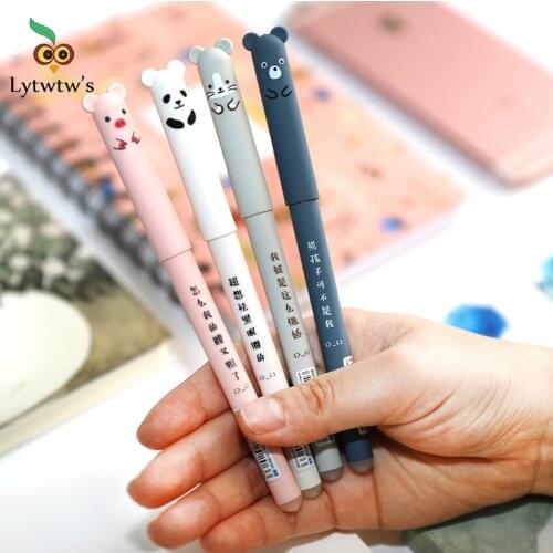 1 Piece Lytwtws Stationery Cartoon Cute Kawaii Animals Bear Pen Creative School Office Gel Pens Expression Suppliy Handles Gift